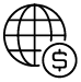 Ícono de un mundo con el símbolo de dinero